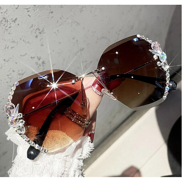 Decorative Framed Glasses In Dark Brown - Picture 1 of 3